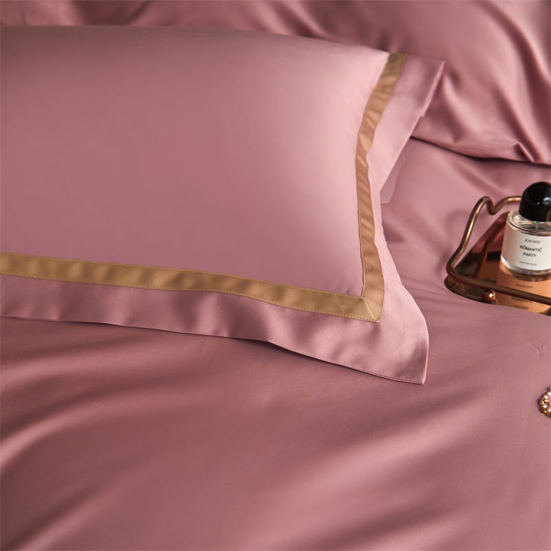 Karine Dusty Rose Modern Stripe Border Egyptian Cotton Bedding Set