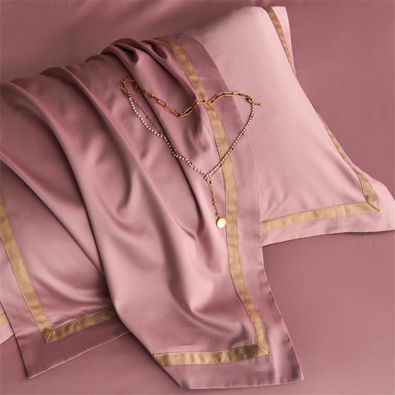 Karine Dusty Rose Modern Stripe Border Egyptian Cotton Bedding Set