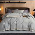 Karine Silver Charm Modern Stripe Border Egyptian Cotton Bedding Set