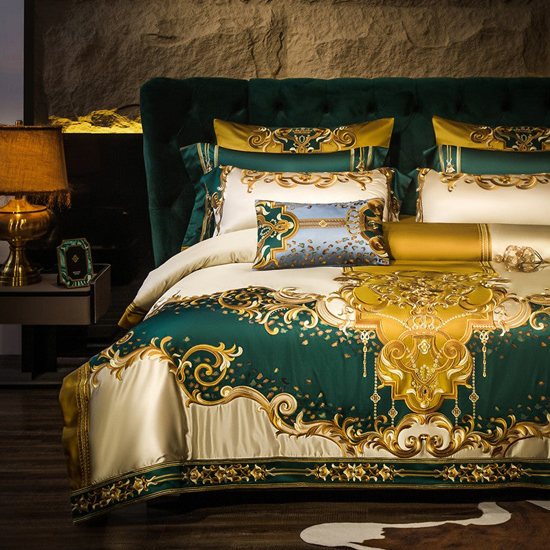 Rosalee Royal Embroidered Egyptian Cotton Satin Bedding Set