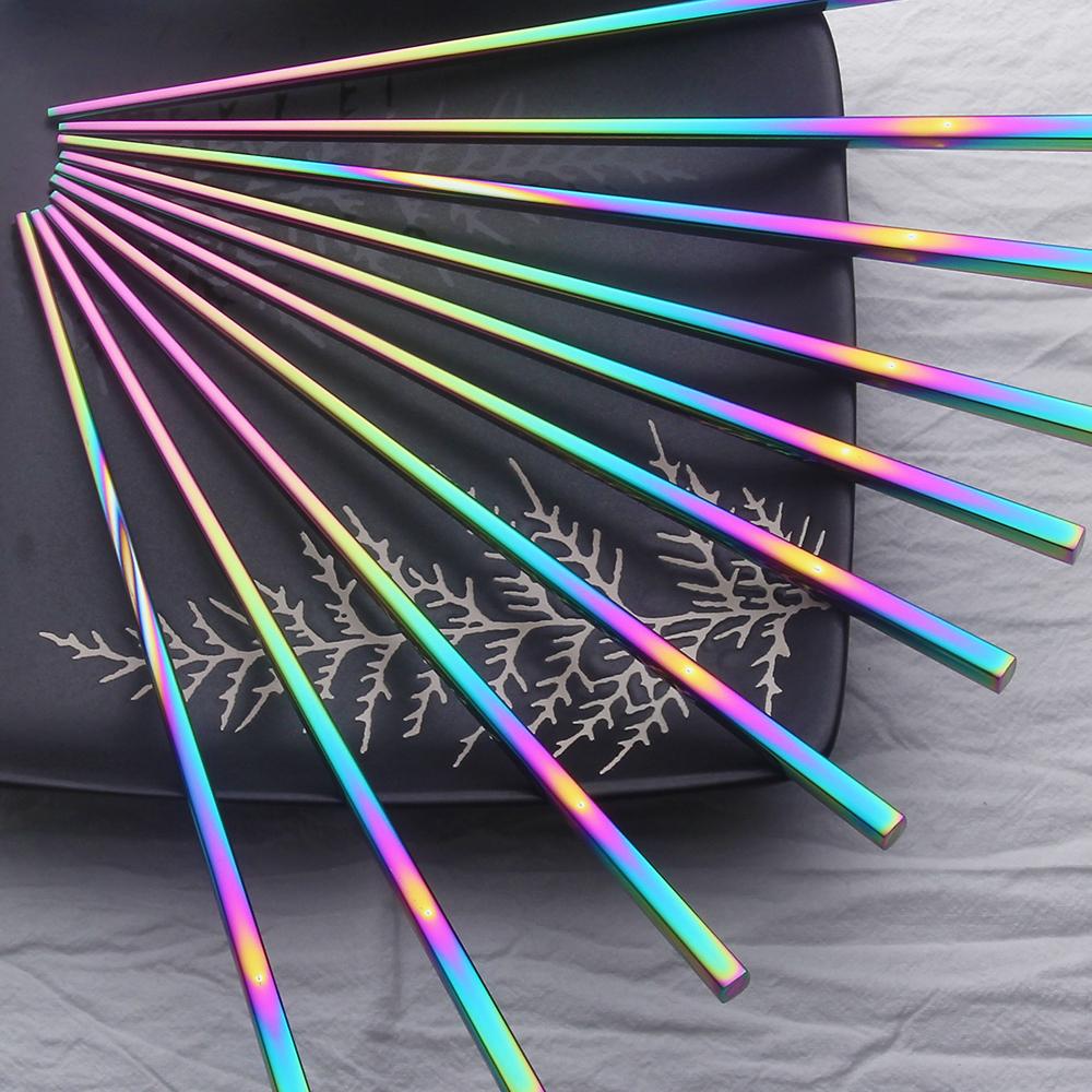 Irised Rainbow Chopsticks Stainless Steel Cutlery Set