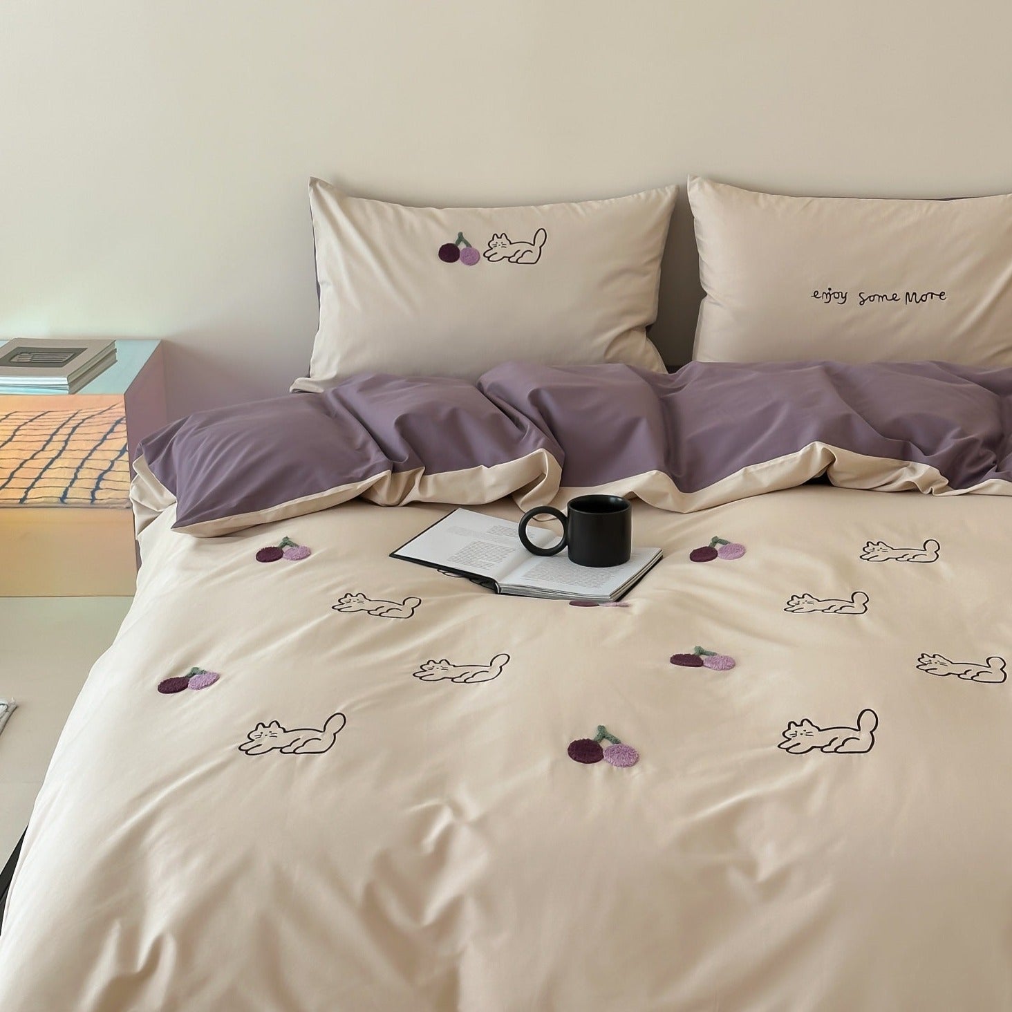 Purple Kitty Dreams Bedding Set