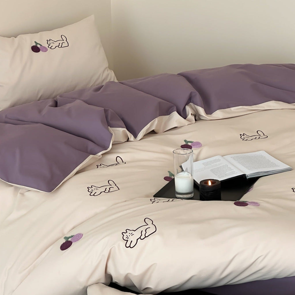 Purple Kitty Dreams Bedding Set