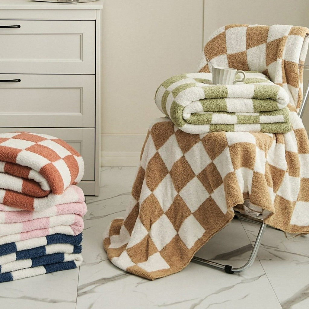 Retro Checkerboard Plus Soft Blanket - FINAL SALE