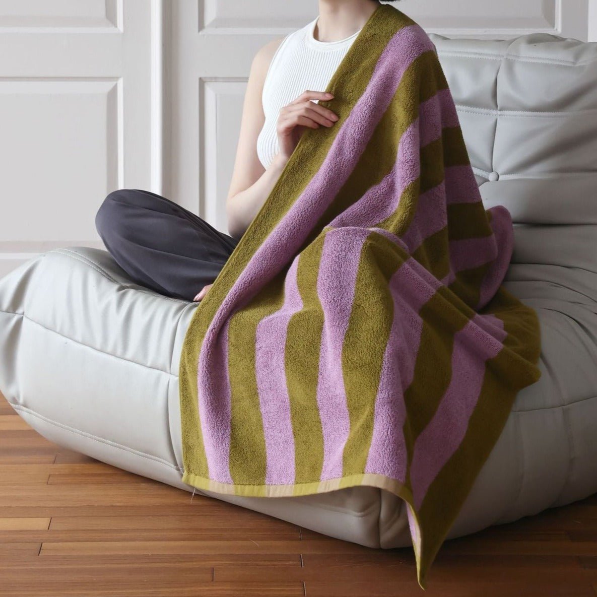 Retro Striped Beach Towel