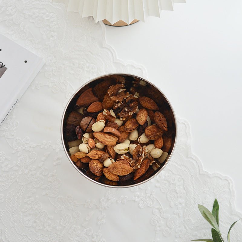 Round Stainless Tray with Solid Wood Base