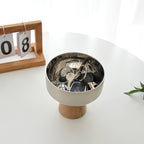 Round Stainless Tray with Solid Wood Base