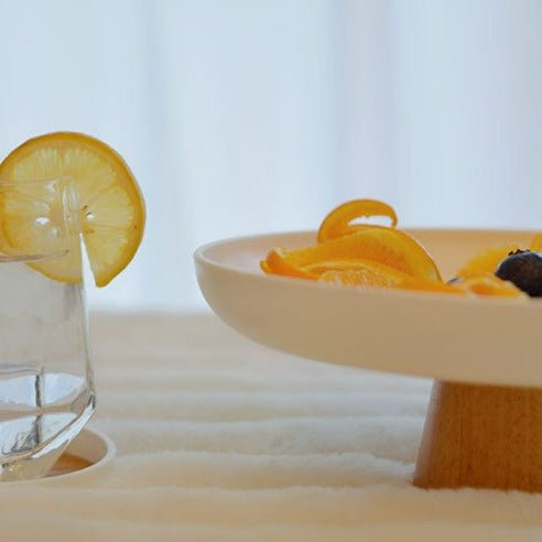Round Tray with Solid Wood Base