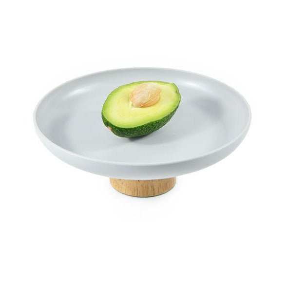 Round Tray with Solid Wood Base