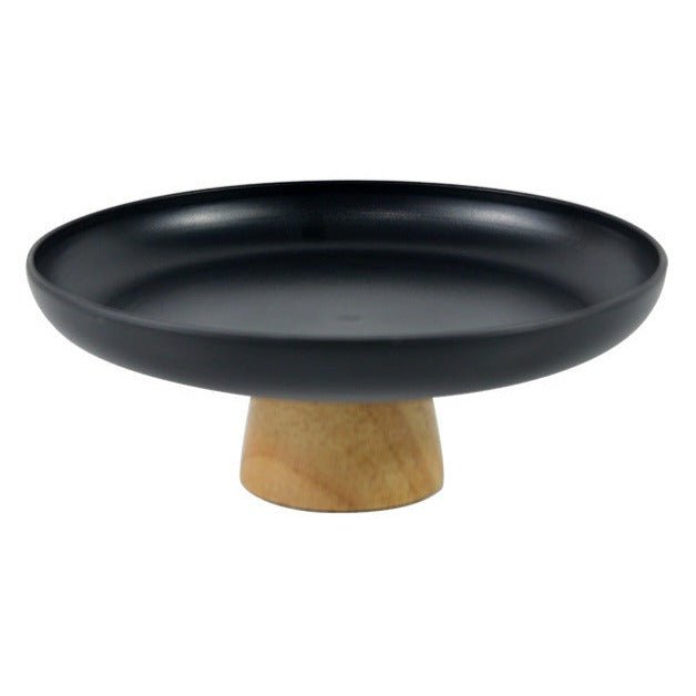 Round Tray with Solid Wood Base