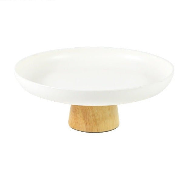 Round Tray with Solid Wood Base