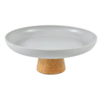 Round Tray with Solid Wood Base