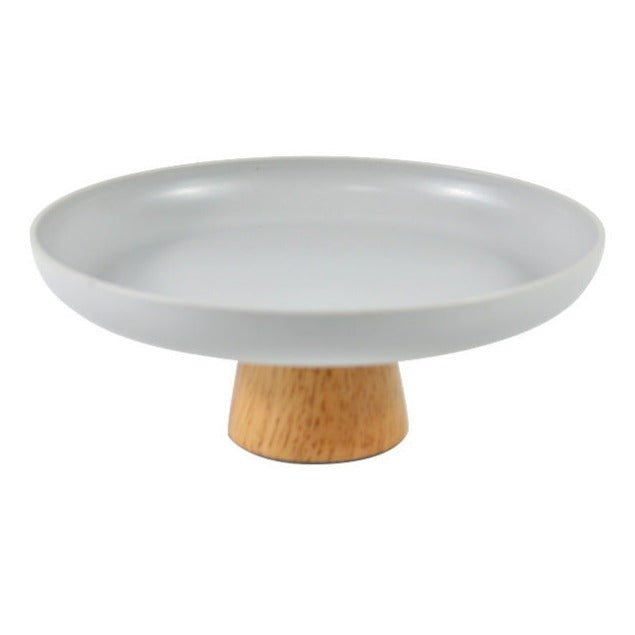 Round Tray with Solid Wood Base