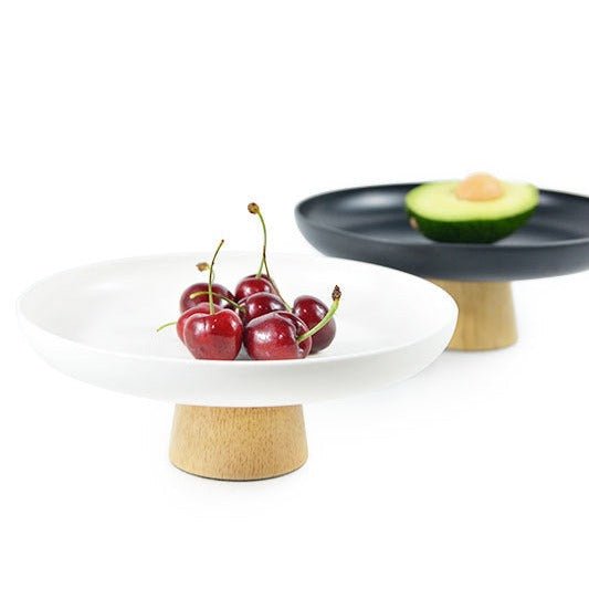 Round Tray with Solid Wood Base