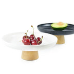 Round Tray with Solid Wood Base