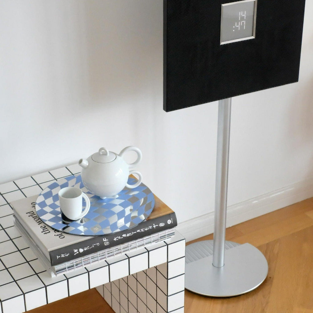 Round Wavy Checkerboard Mirror Acrylic Tray