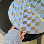 Round Wavy Checkerboard Mirror Acrylic Tray
