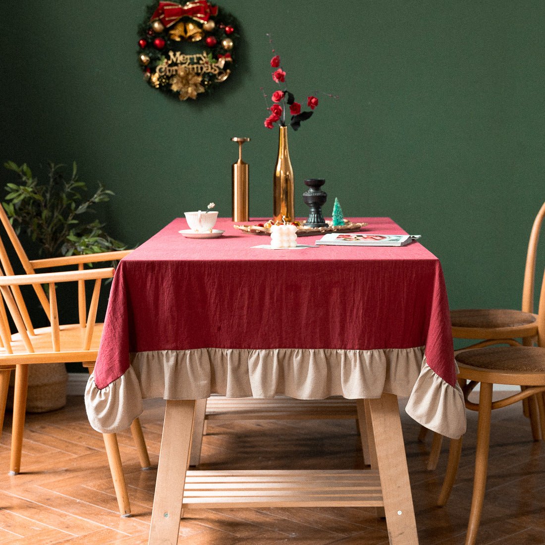 Royal Red Frill Table Cloth