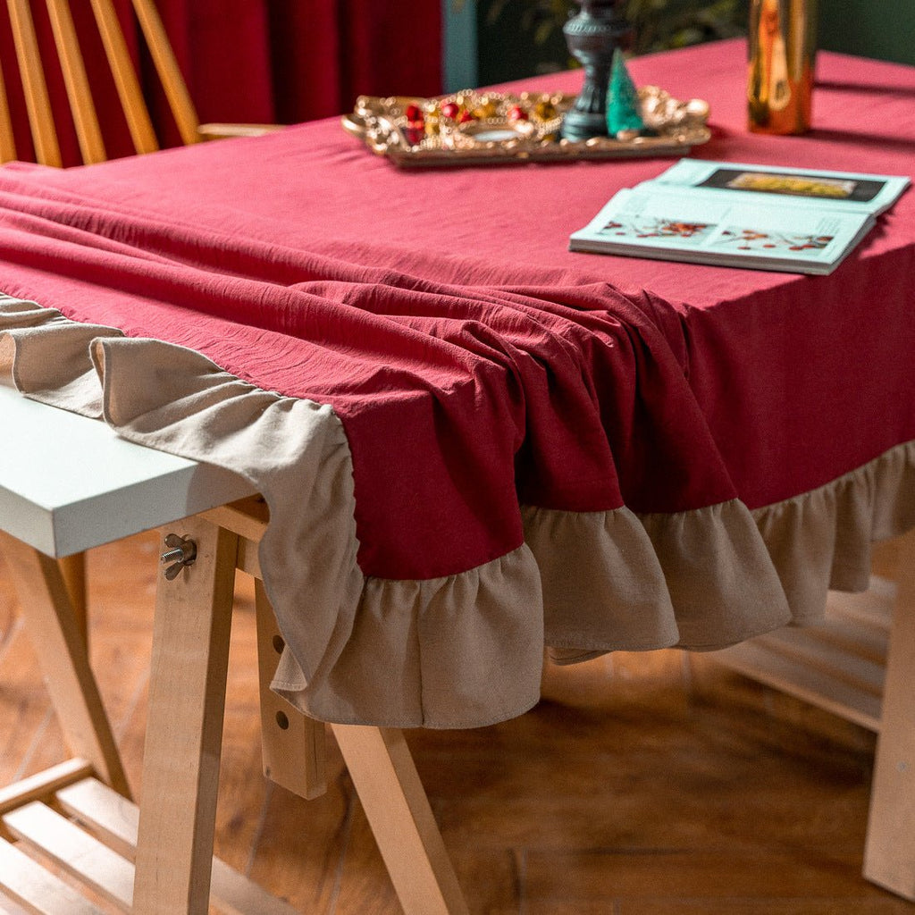 Royal Red Frill Table Cloth