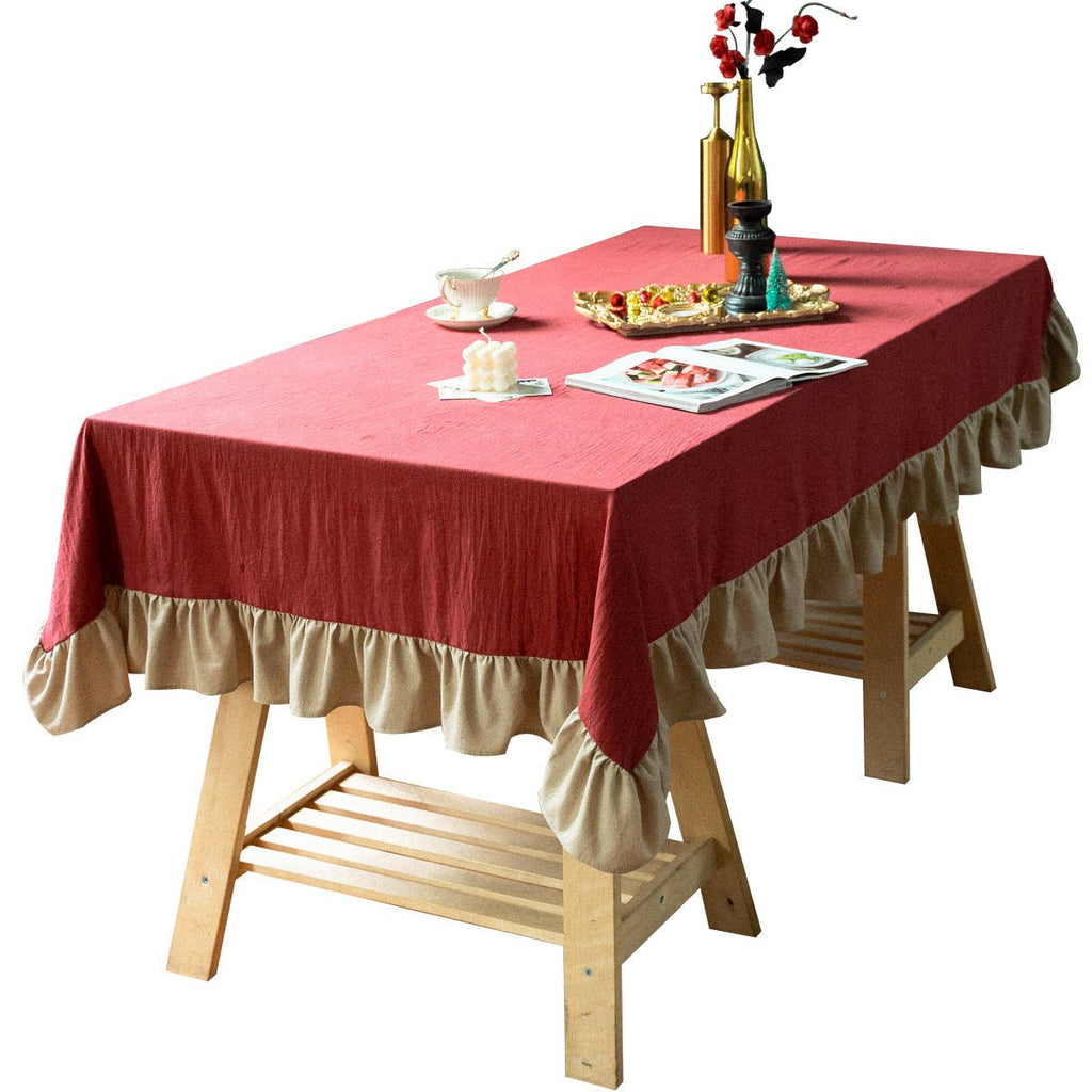 Royal Red Frill Table Cloth