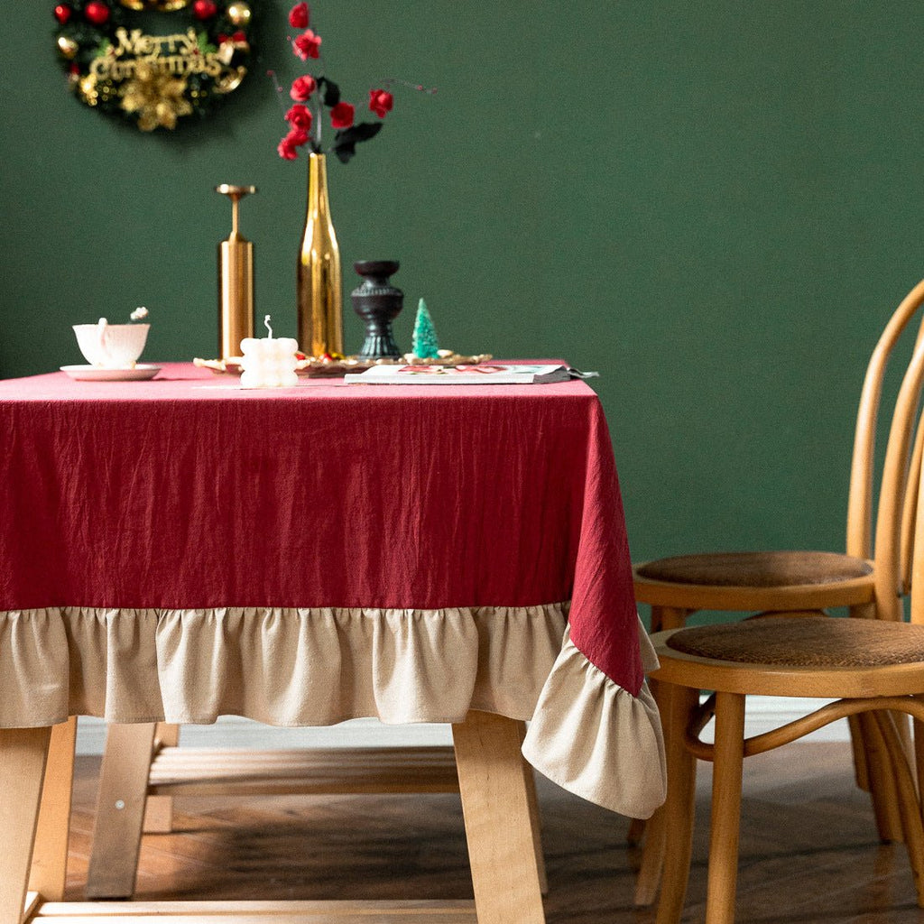 Royal Red Frill Table Cloth