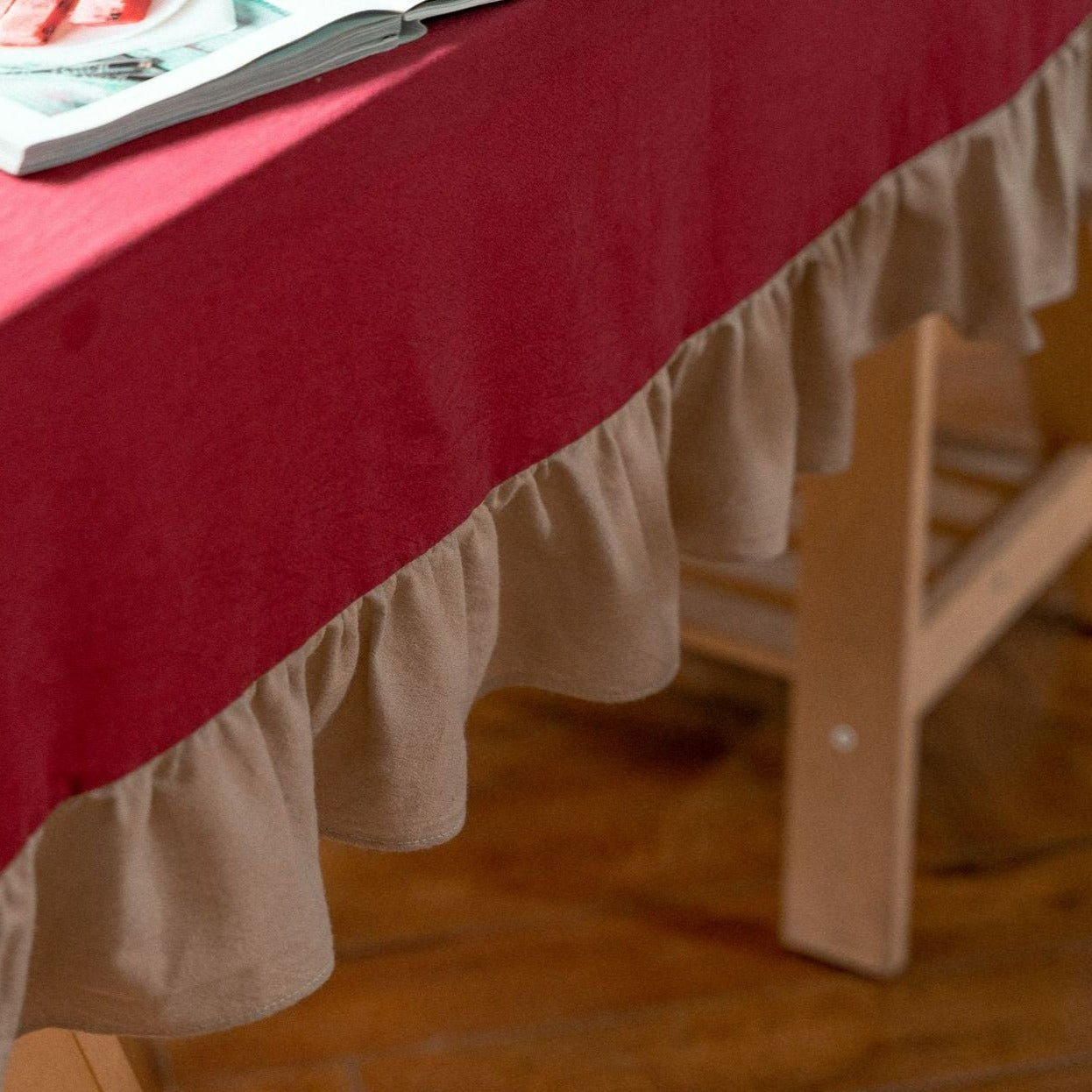 Royal Red Frill Table Cloth