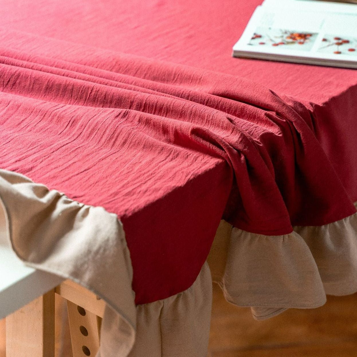 Royal Red Frill Table Cloth
