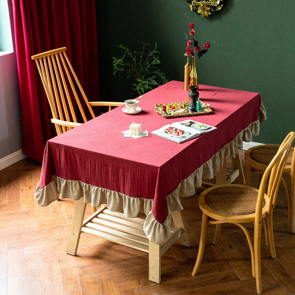 Royal Red Frill Table Cloth