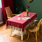 Royal Red Frill Table Cloth