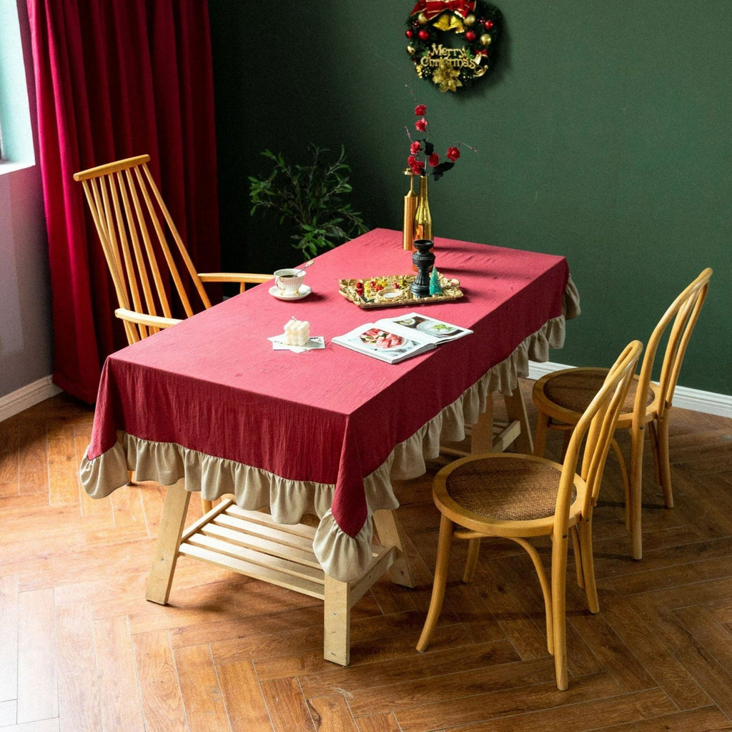 Royal Red Frill Table Cloth