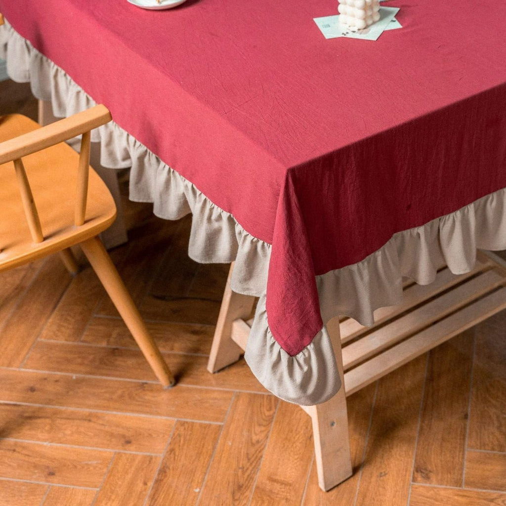 Royal Red Frill Table Cloth