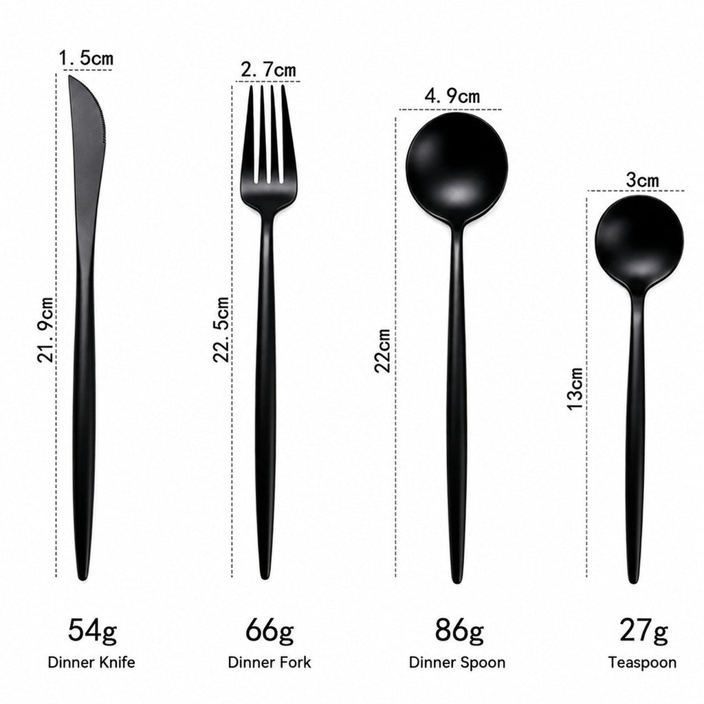 Arya Black Stainless Steel Cutlery Set
