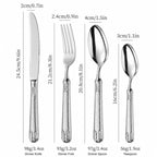 Elnoora Silver Luxury Engraved Stainless Steel Cutlery Set