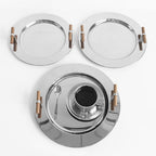 Stainless Steel Round Serving Tray with Wooden Handles
