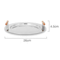 Stainless Steel Round Serving Tray with Wooden Handles