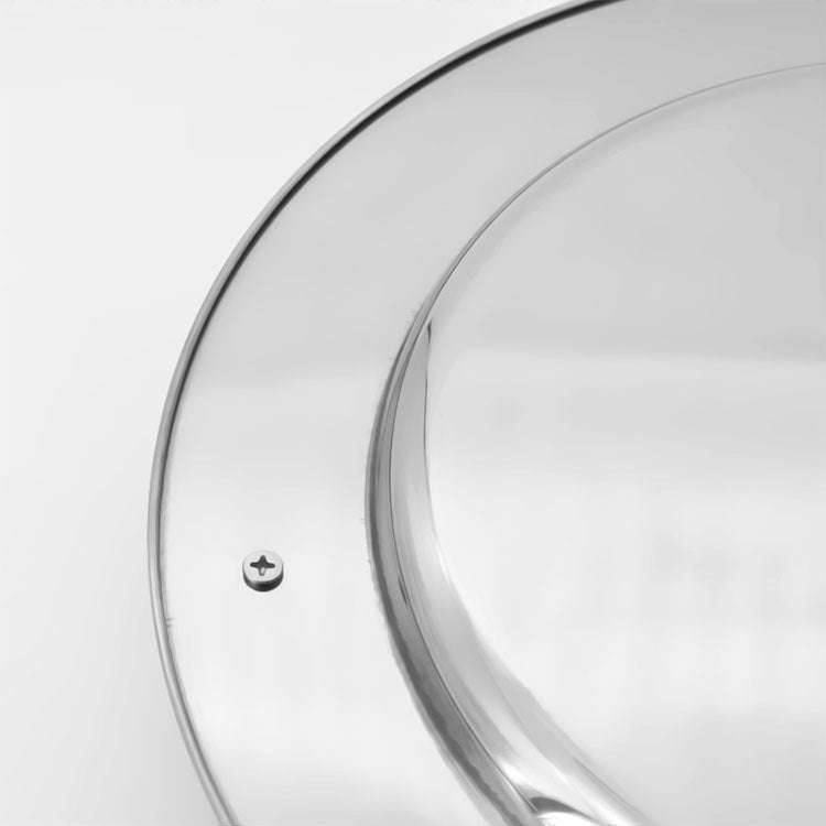 Stainless Steel Round Serving Tray with Wooden Handles