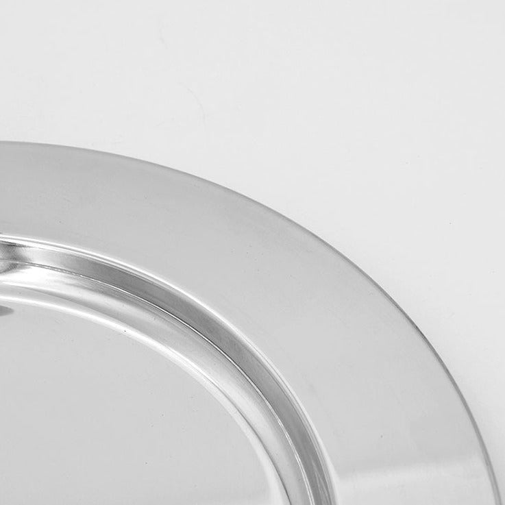 Stainless Steel Round Serving Tray with Wooden Handles