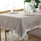 Striped Tassel Table Cloth