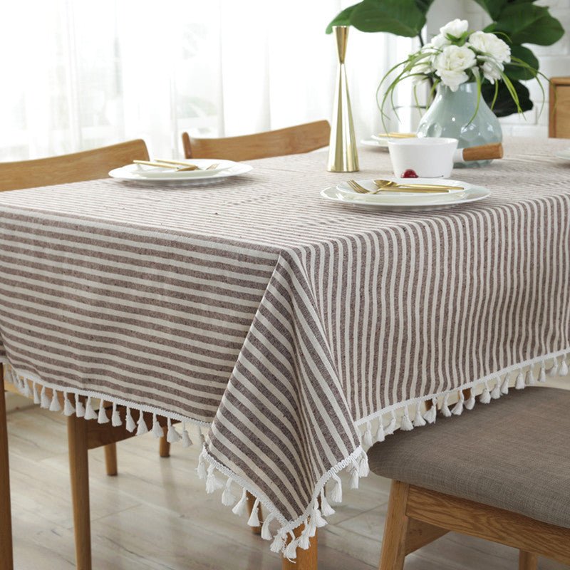 Striped Tassel Table Cloth