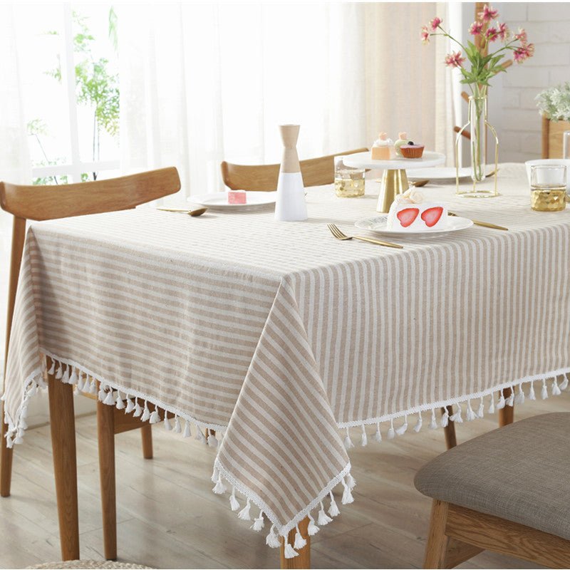 Striped Tassel Table Cloth