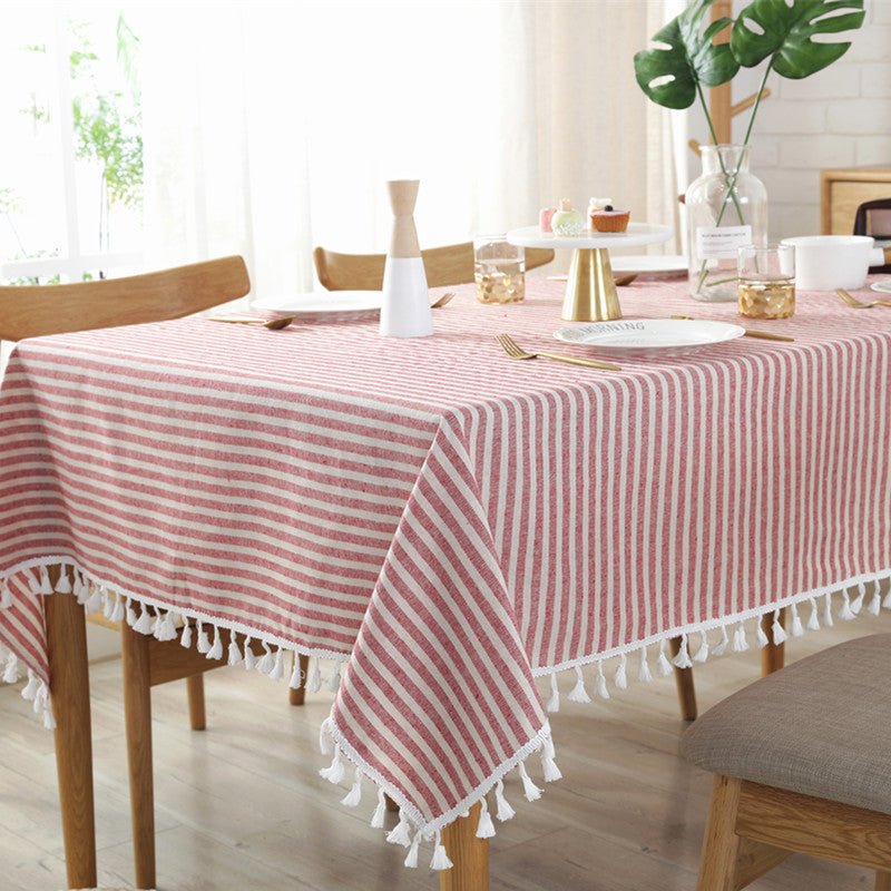 Striped Tassel Table Cloth