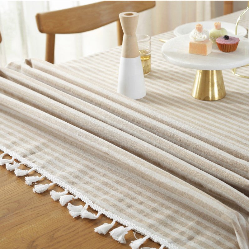 Striped Tassel Table Cloth