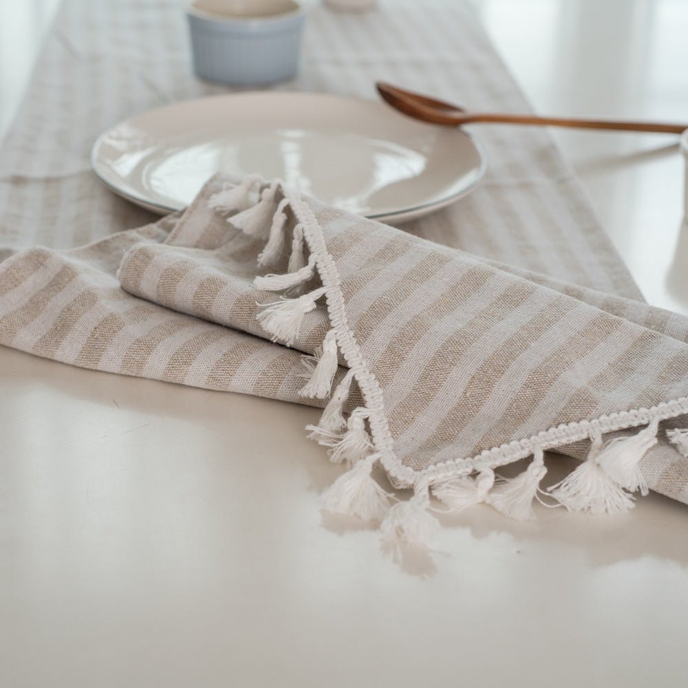 Striped Tassel Table Runner
