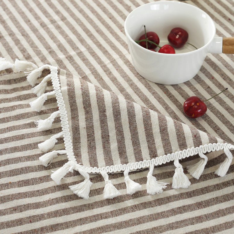 Striped Tassel Table Runner