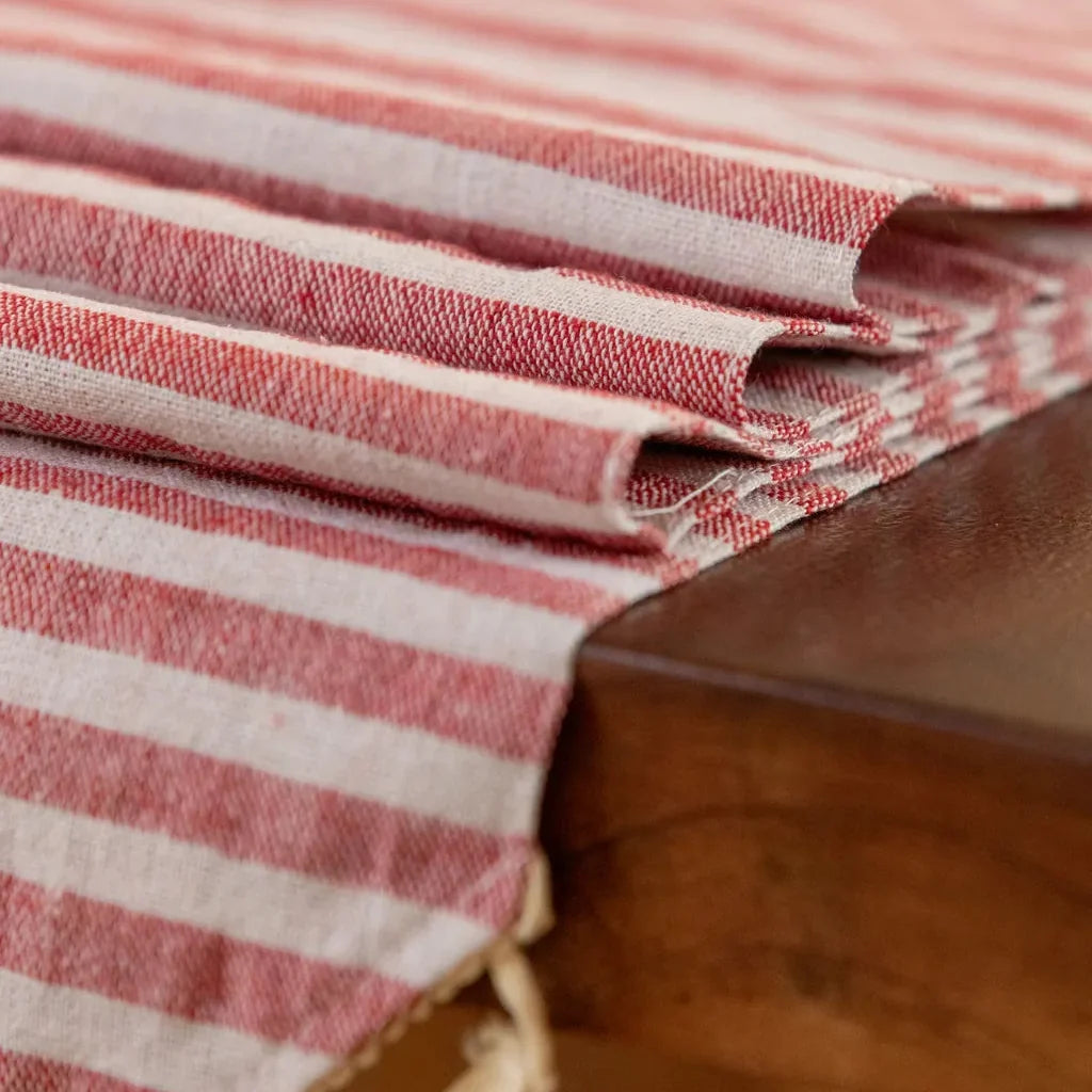 Striped Tassel Table Runner