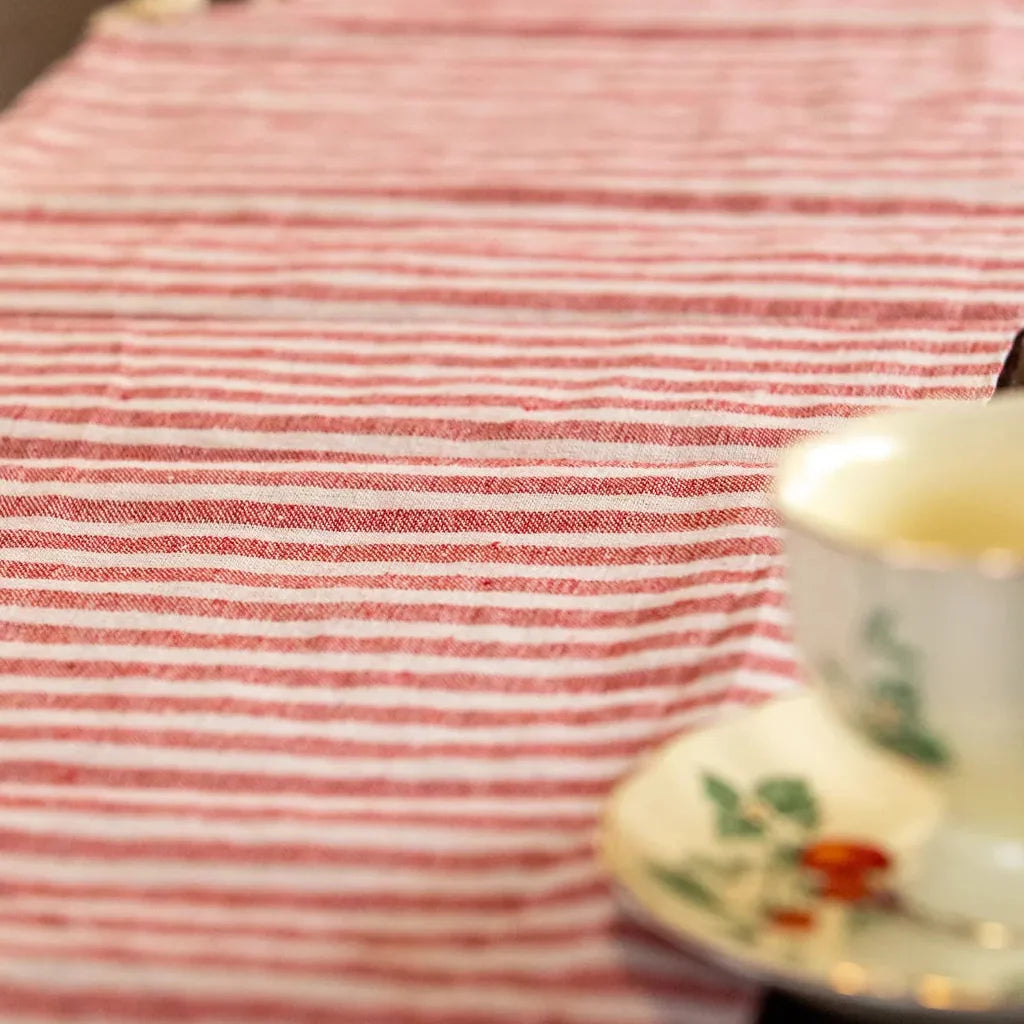Striped Tassel Table Runner