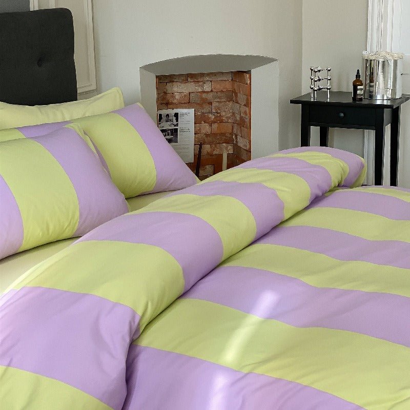 Summer Love Striped Bedding Quilt Cover Set