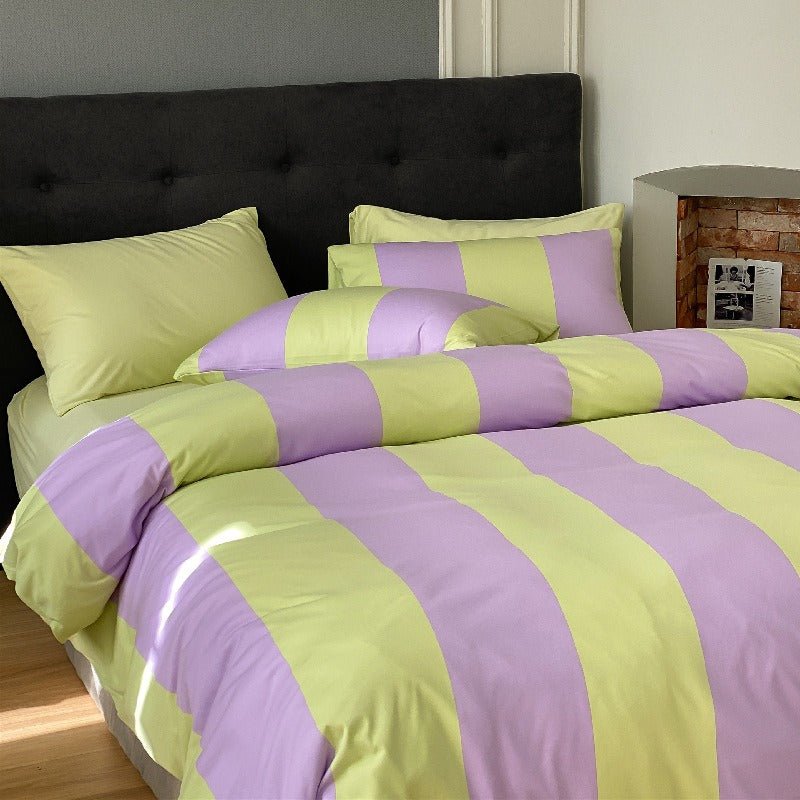 Summer Love Striped Bedding Quilt Cover Set