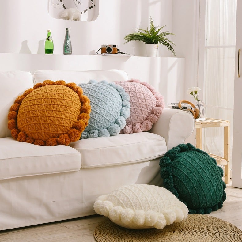 Sunflower Pom Pom Cushions - FINAL SALE