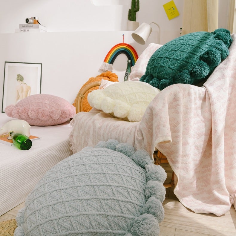 Sunflower Pom Pom Cushions - FINAL SALE